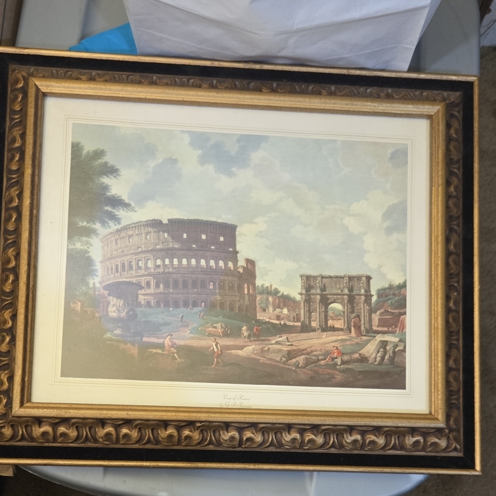 Giovanni Paolo Panini Matted Black Ornate Framed Art Print View of the Colosseum